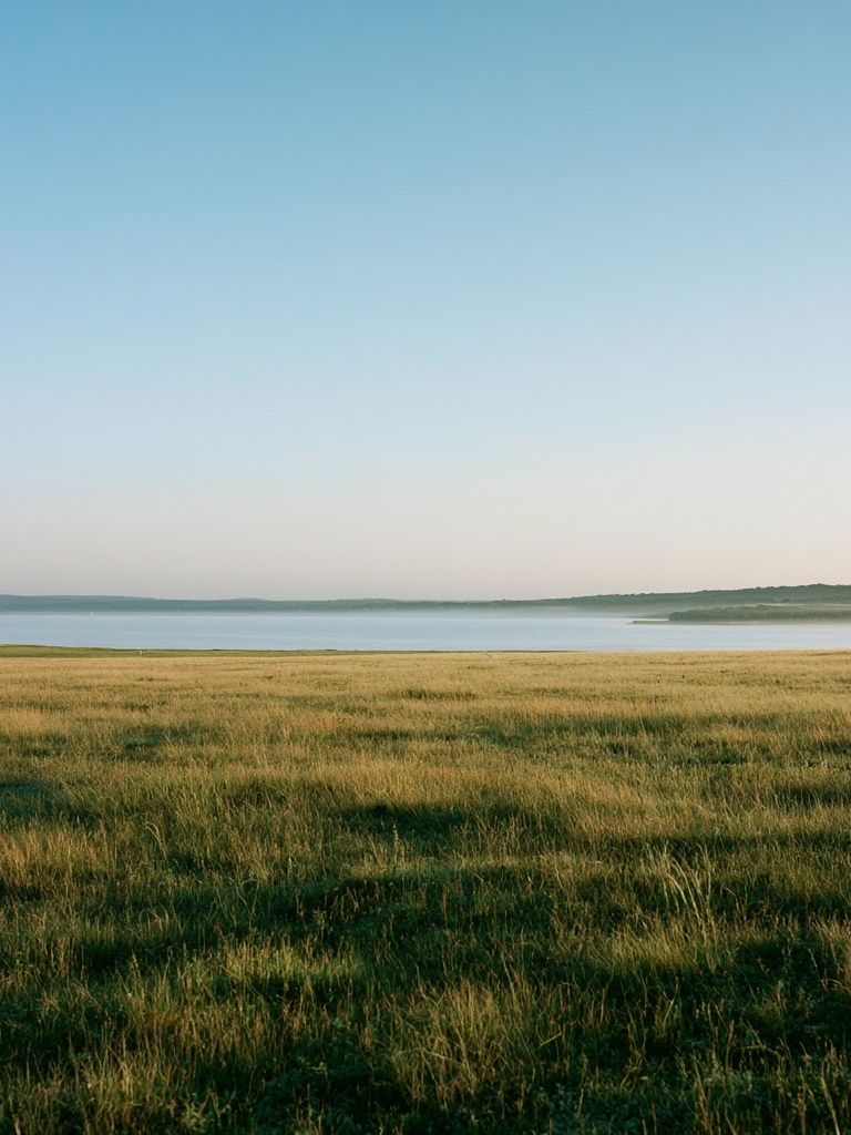 Misty Lakeside Meadow Photography Poster. poster — nature art