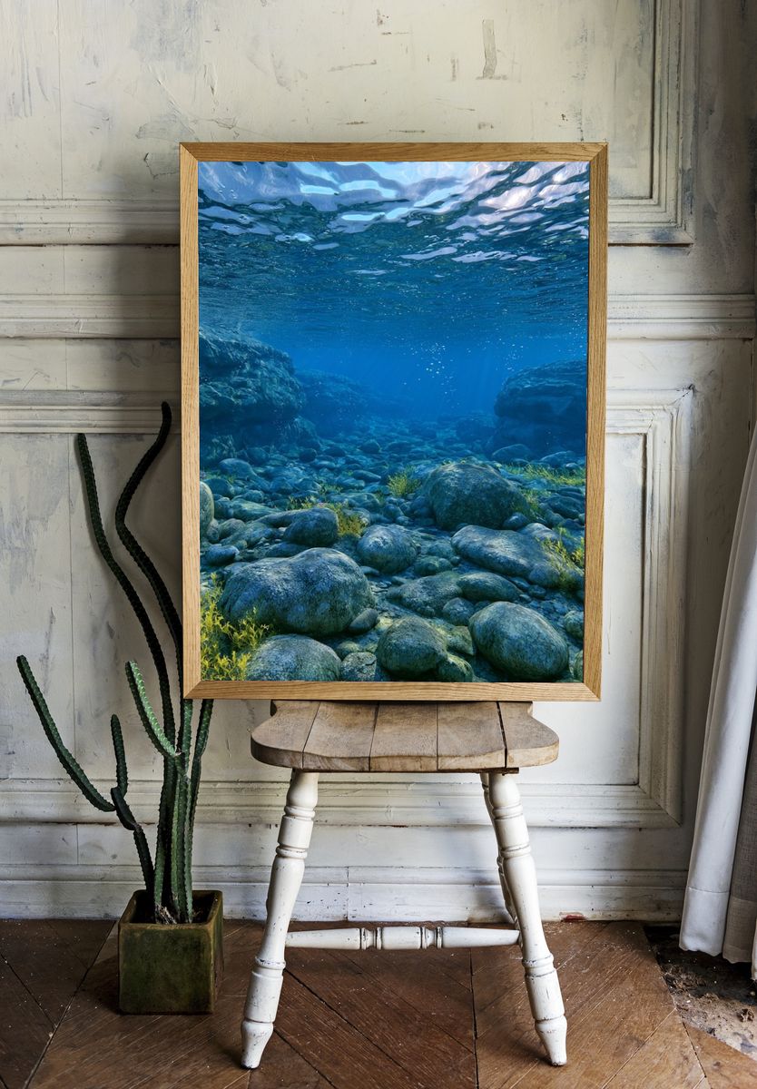 Underwater Rocky Seascape Print. — room view 1