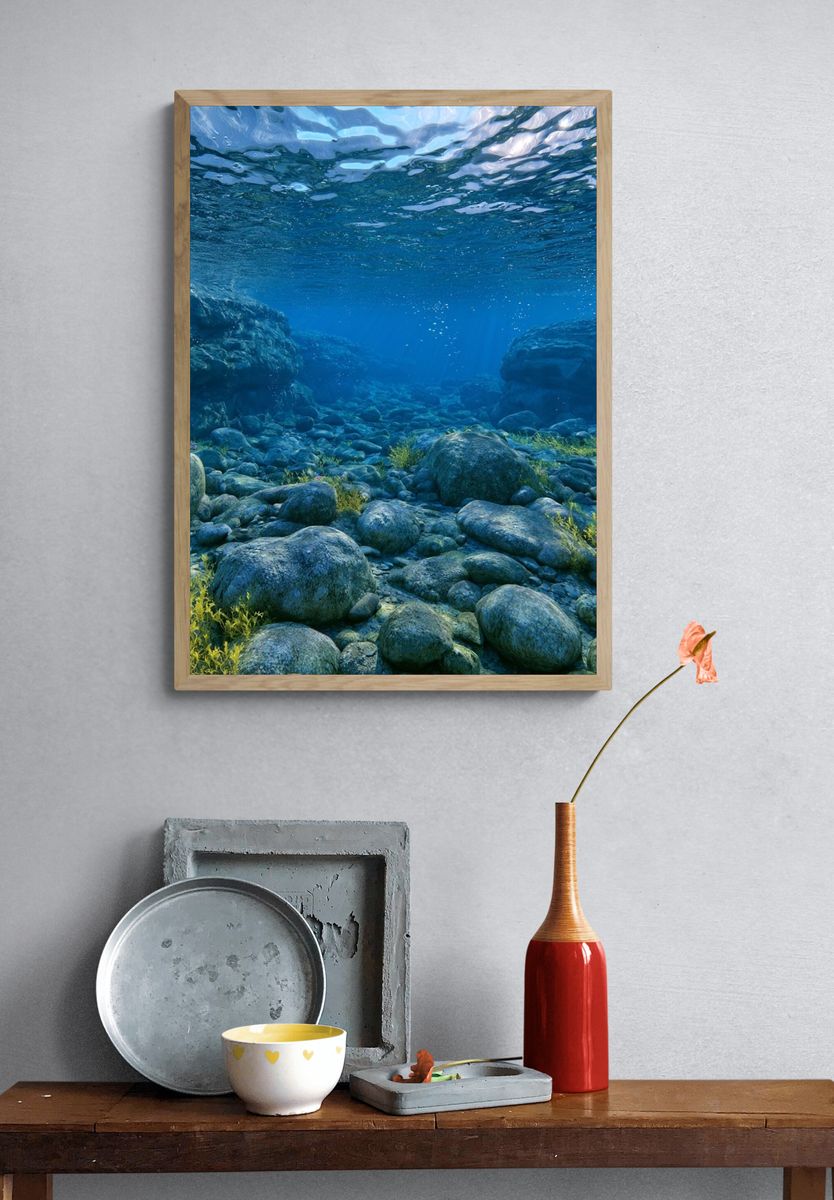 Underwater Rocky Seascape Print. — room view 3