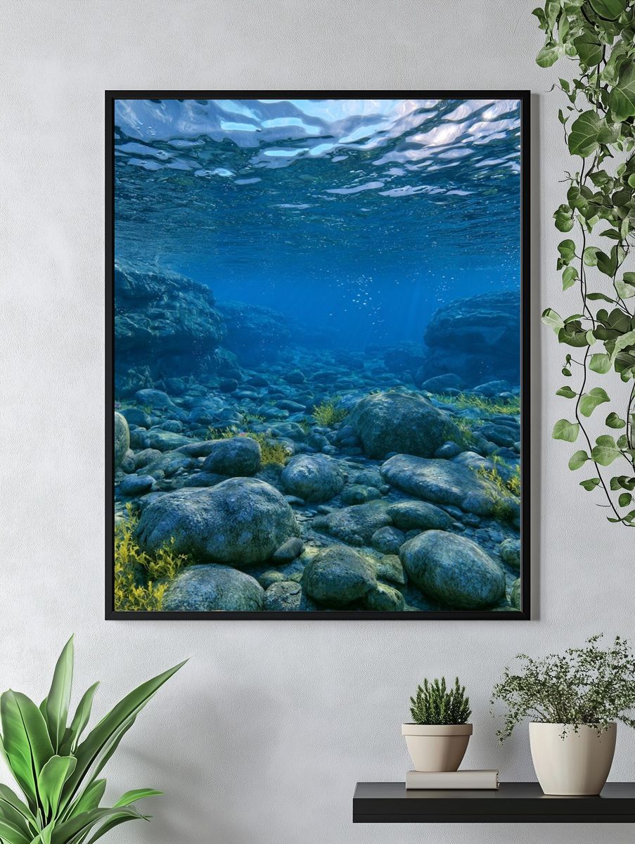 Underwater Rocky Seascape Print. — room view 4
