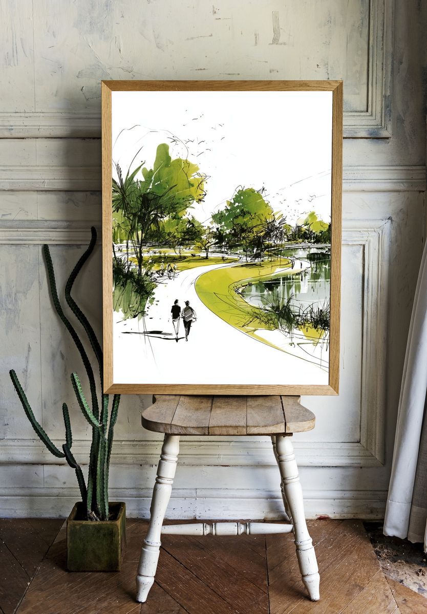 Pastel Mountain Mist Print. — room view 1