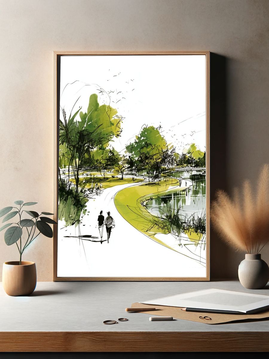 Pastel Mountain Mist Print. — room view 2