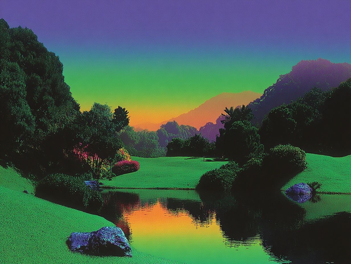 Neon Sunset Landscape Poster. poster detail