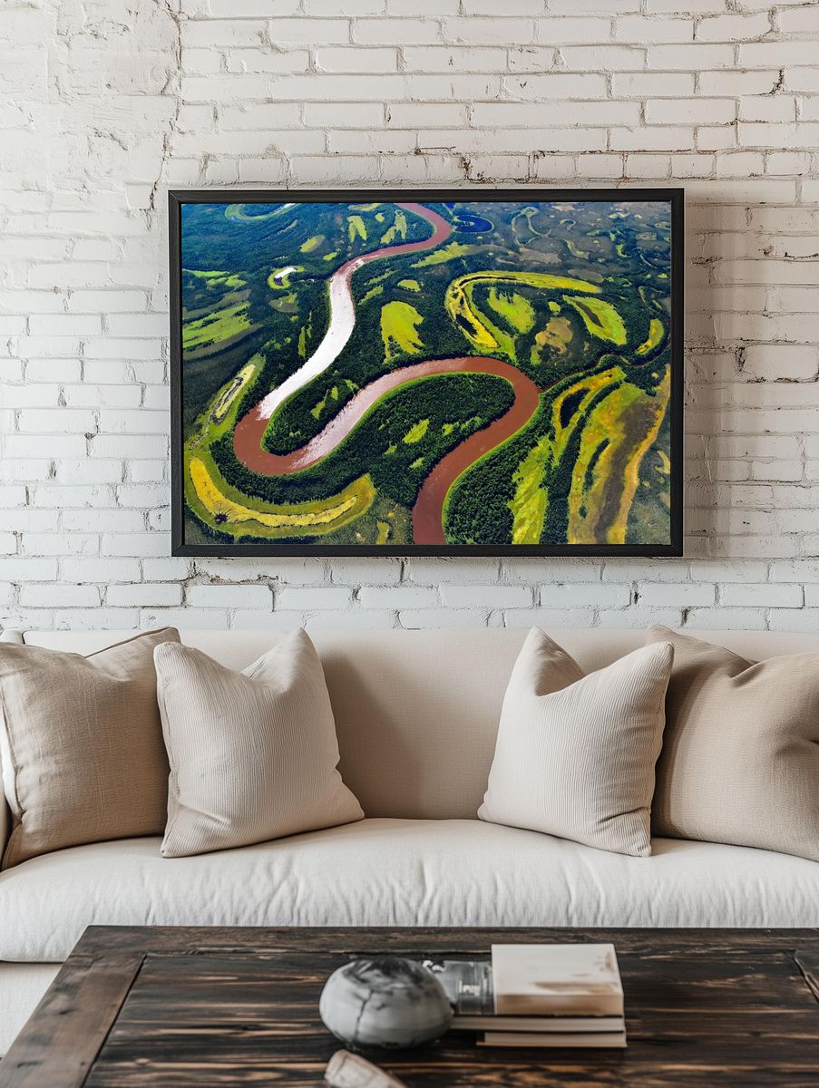 Winding River Delta Landscape Poster. — room view 1