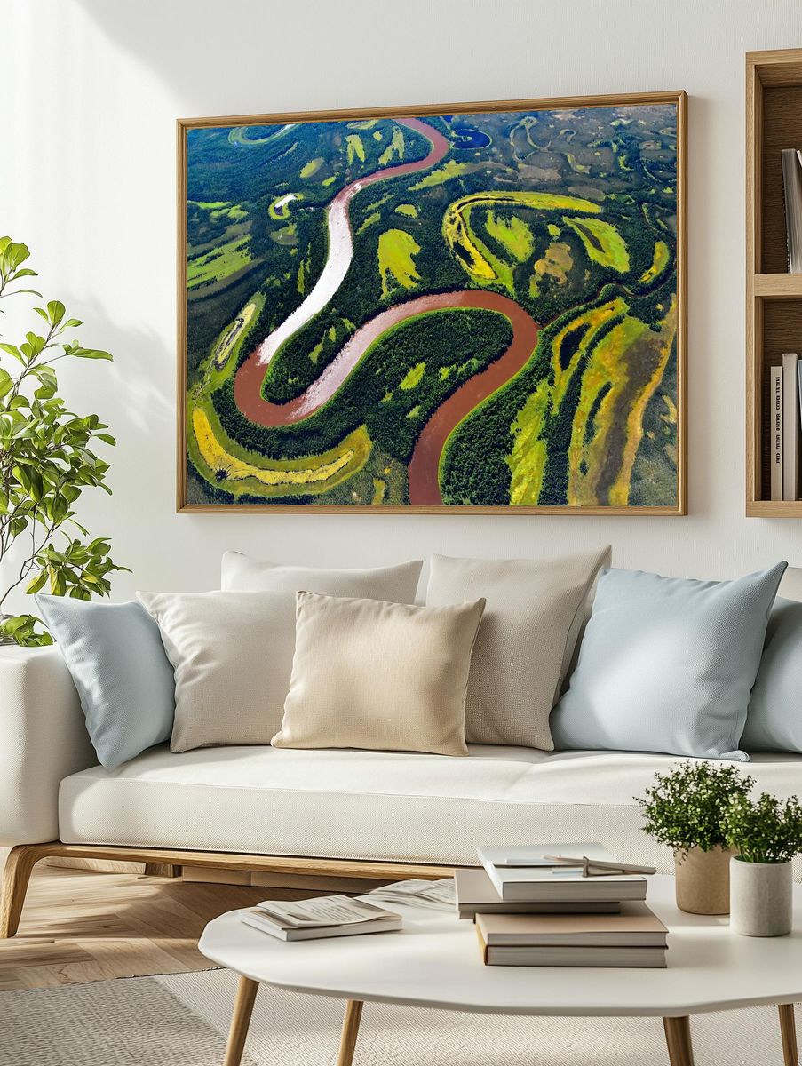 Winding River Delta Landscape Poster. — room view 2