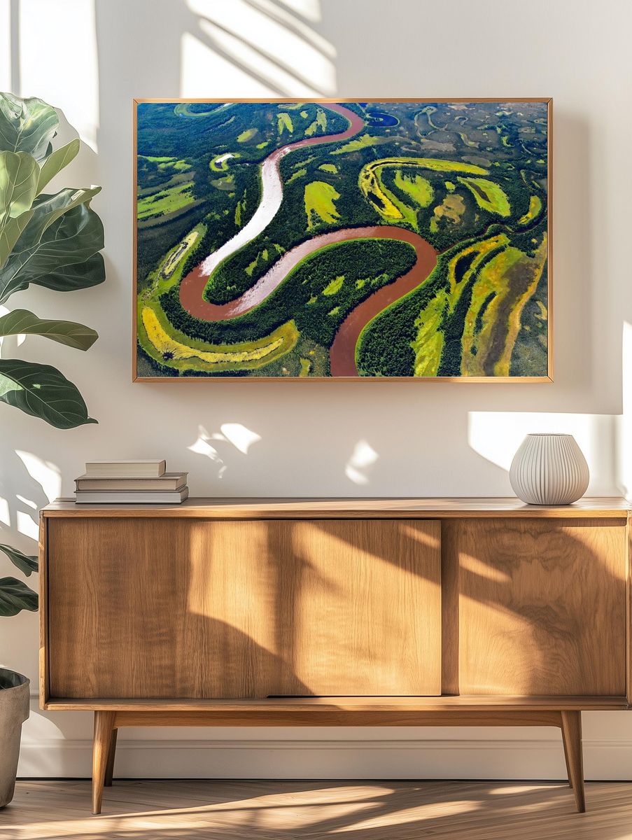 Winding River Delta Landscape Poster. — room view 3