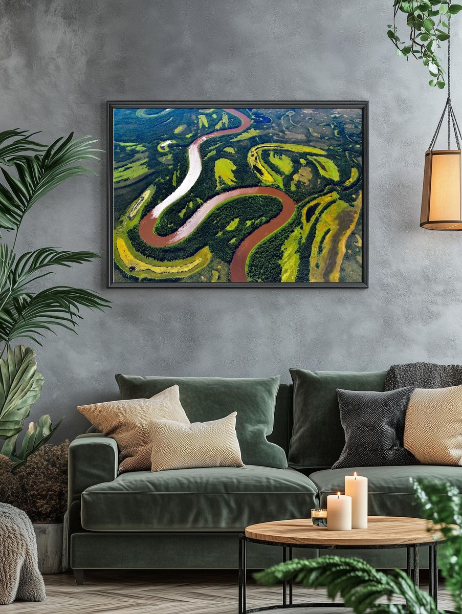 Winding River Delta Landscape Poster. — room view 4