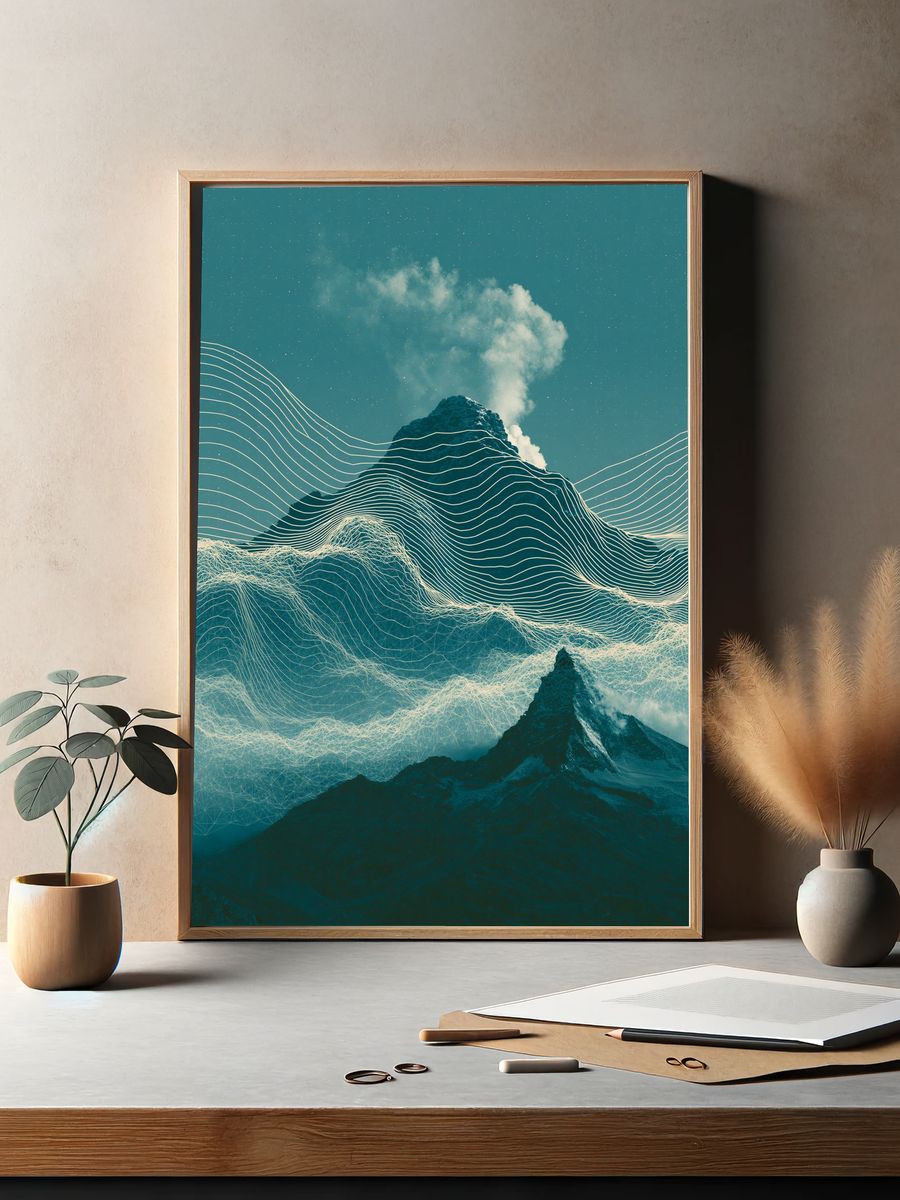 Abstract Mountain Waves Print. — room view 2