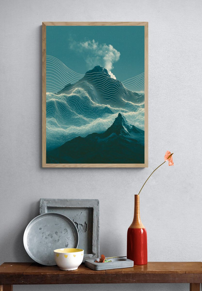 Abstract Mountain Waves Print. — room view 3