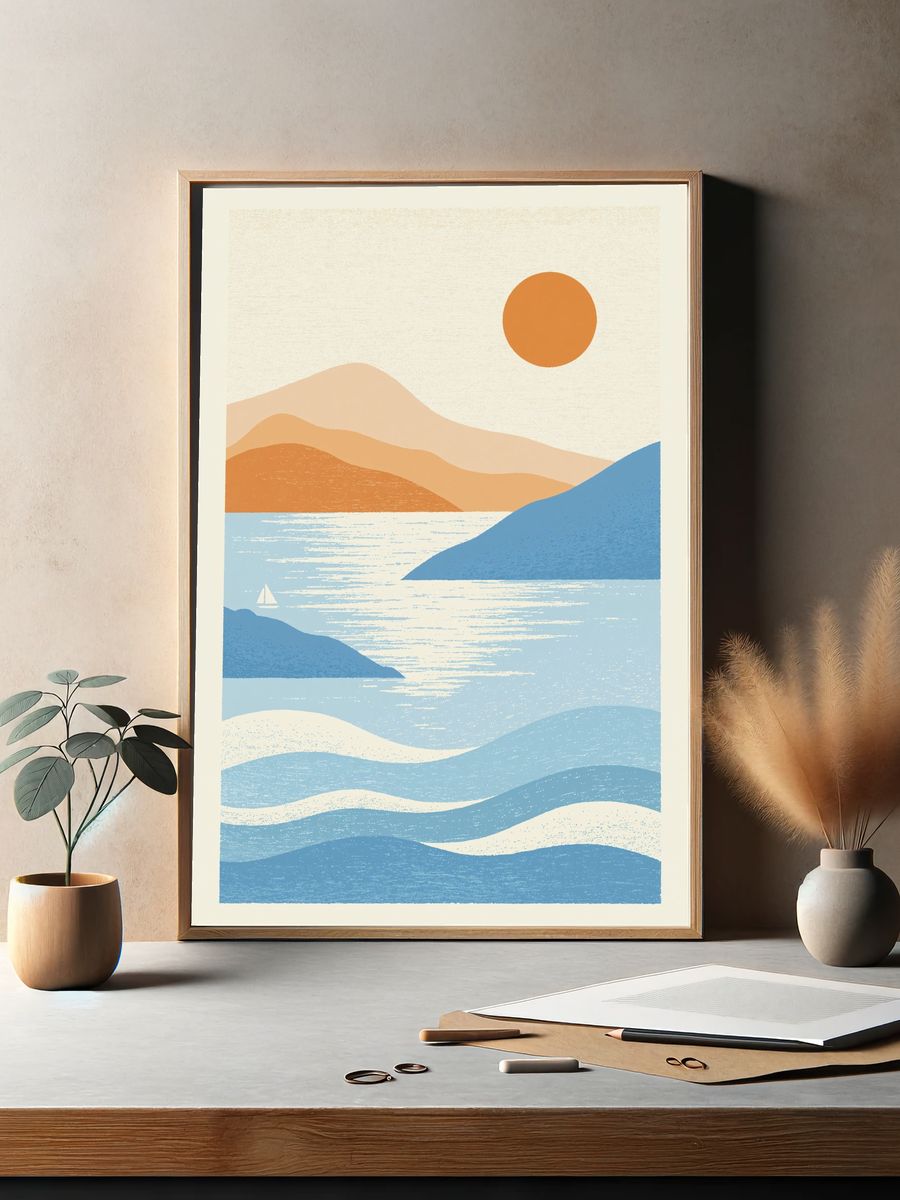 Aurora Tree Landscape Print. — room view 2