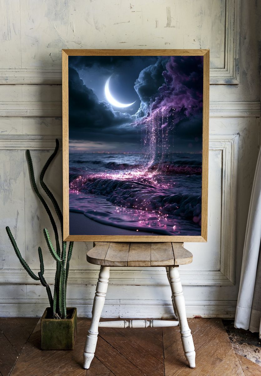 Moonlit Ocean Dreamscape Poster. room preview