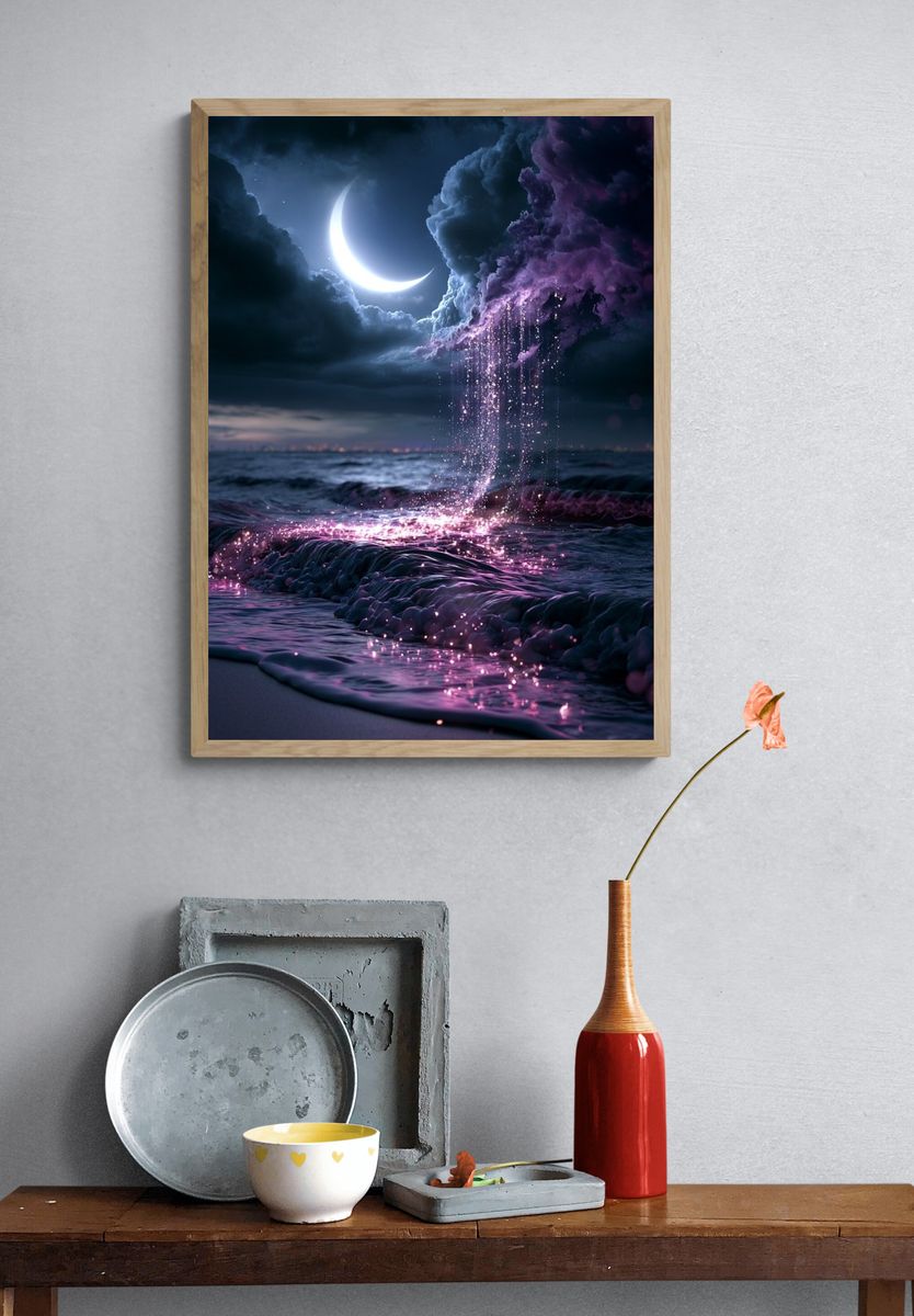 Moonlit Ocean Dreamscape Poster. — room view 3
