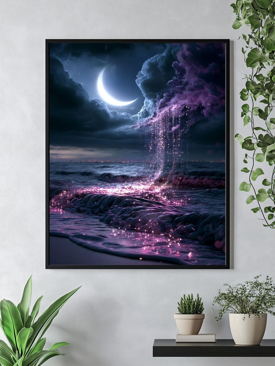Moonlit Ocean Dreamscape Poster. — room view 4