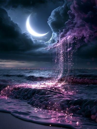 Moonlit Ocean Dreamscape Poster.