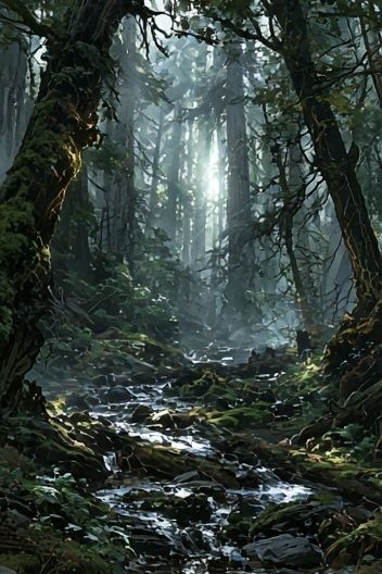 Misty Forest Light Poster. poster detail