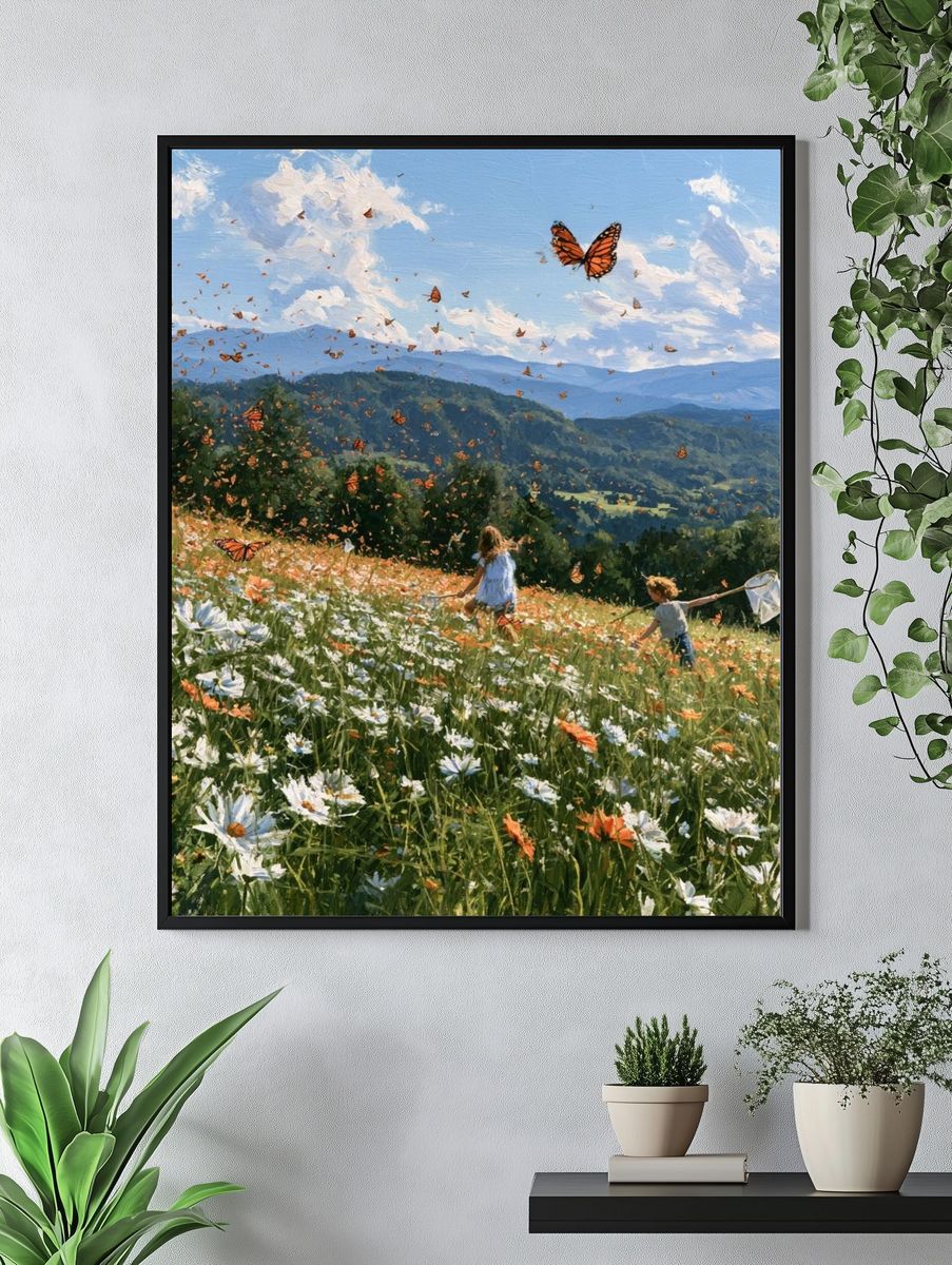 Butterfly Meadow Landscape Print. — room view 4