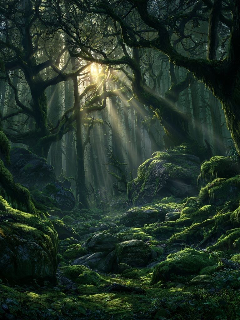 Enchanted Moss Forest Print. poster detail