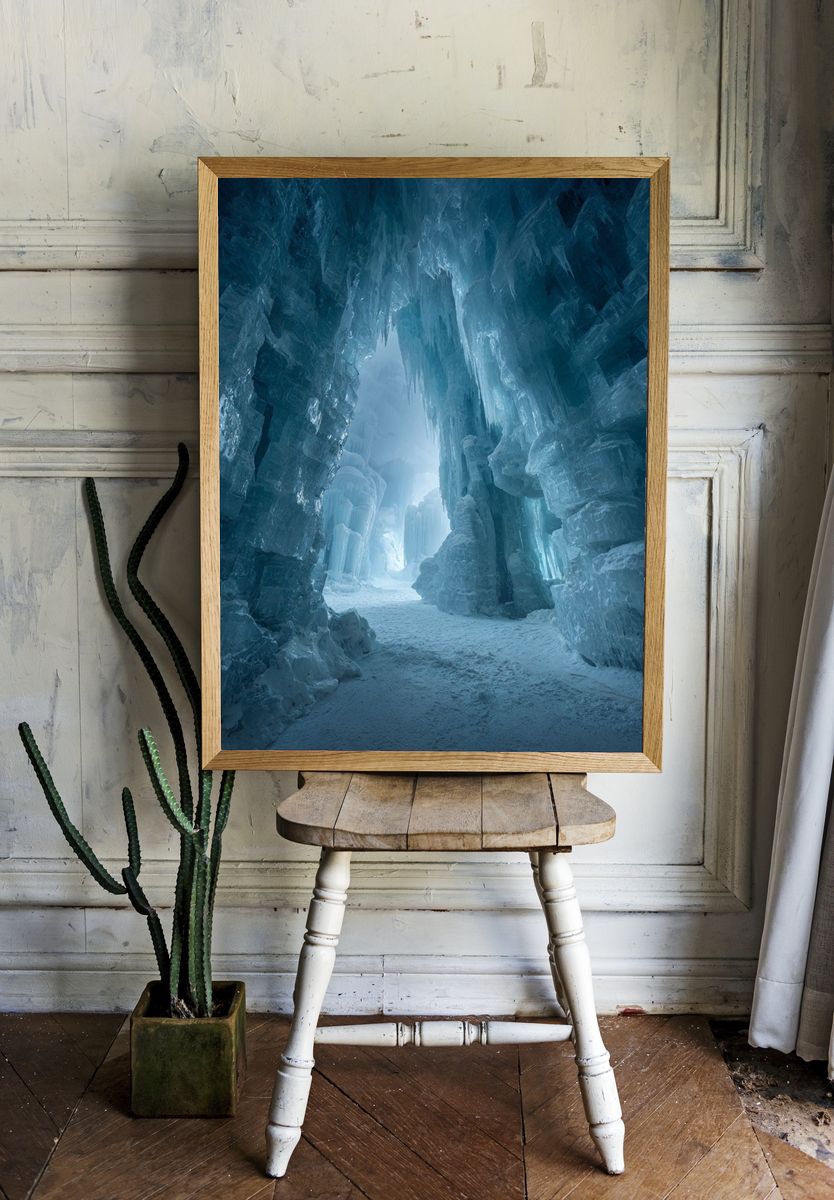Frozen Ice Cave Landscape Print. room preview