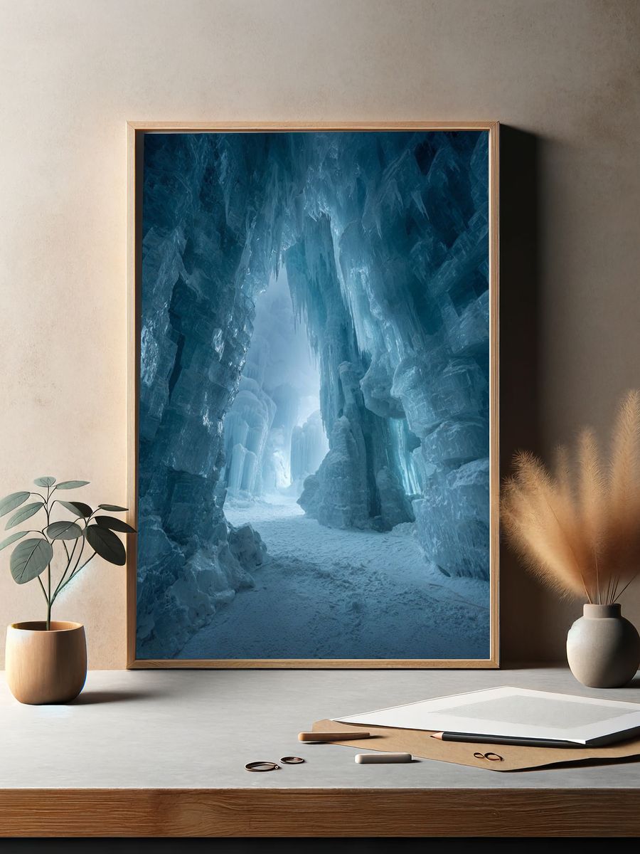Frozen Ice Cave Landscape Print. — room view 2