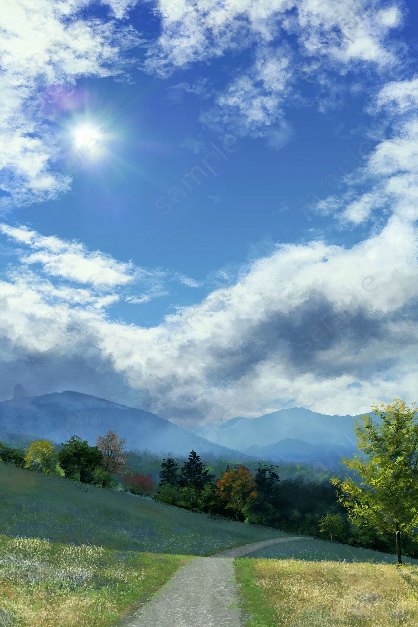 Sunlit Mountain Meadow Print. poster detail