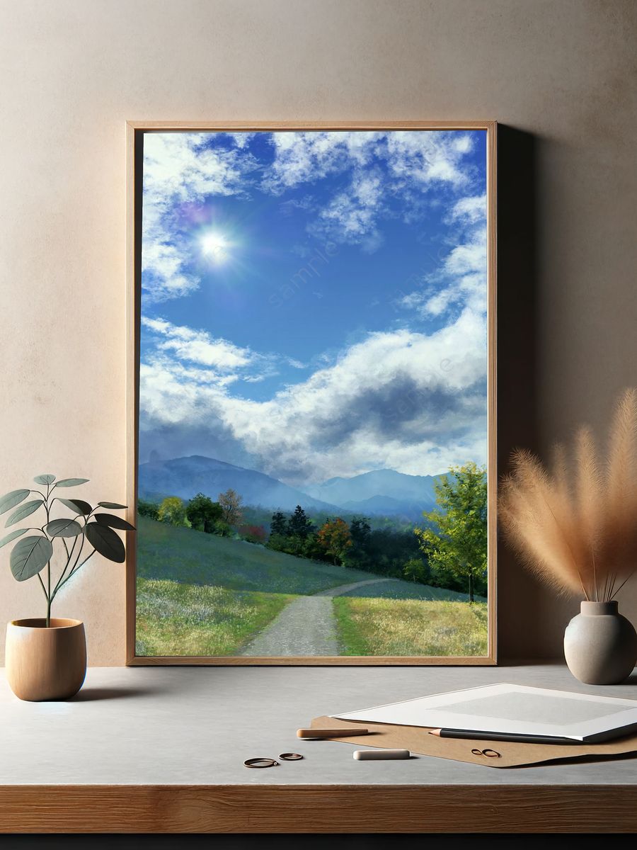 Sunlit Mountain Meadow Print. — room view 2