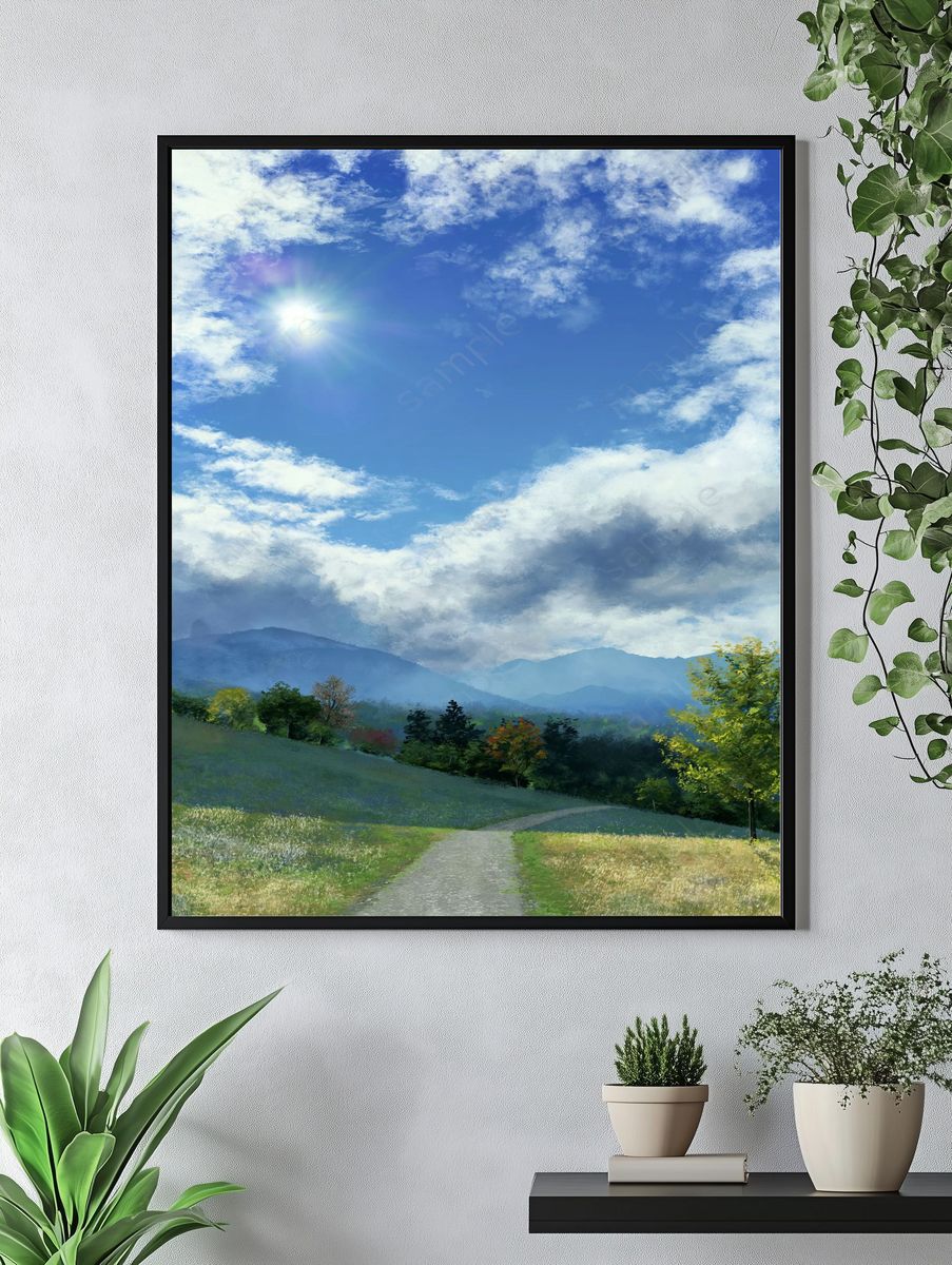 Sunlit Mountain Meadow Print. — room view 4