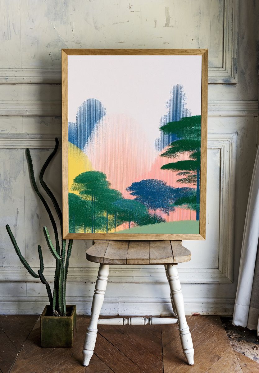 Sunset Forest Illustration Poster. — room view 1