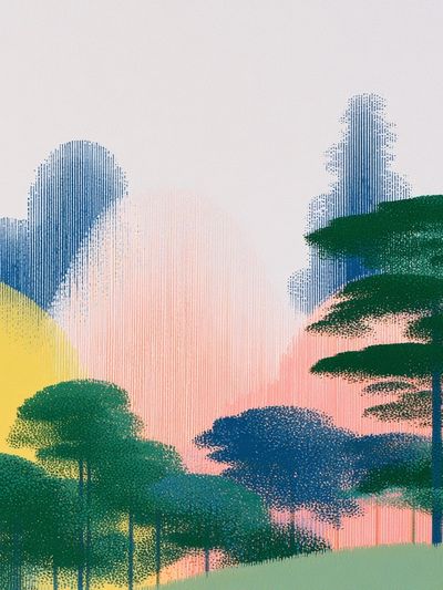 Sunset Forest Illustration Poster. poster