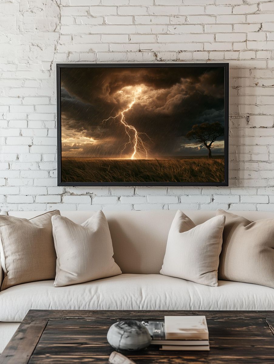 Lightning Storm Over Savanna Poster. — room view 1