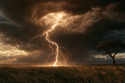 Lightning Storm Over Savanna Poster.