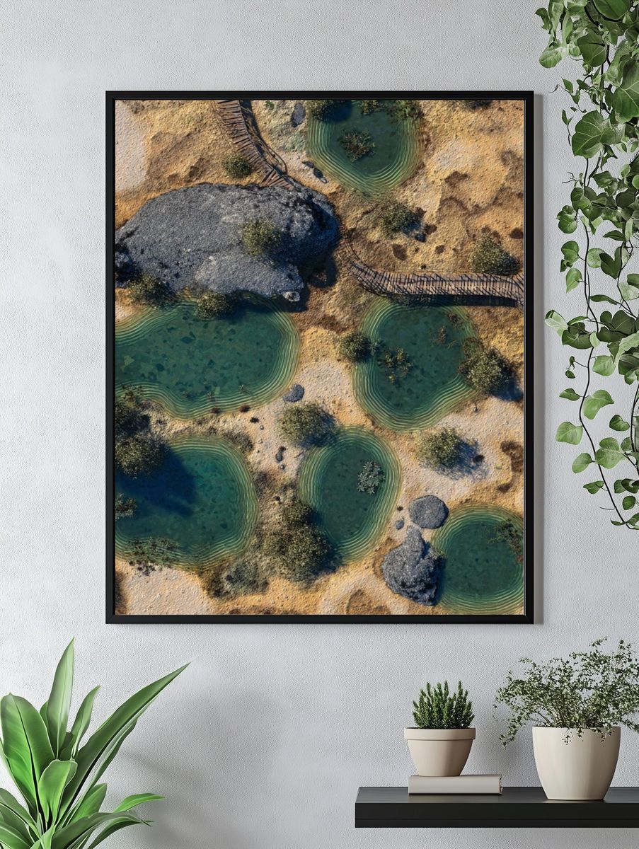 Aerial of Desert Oasis — Nature Print. — room view 4