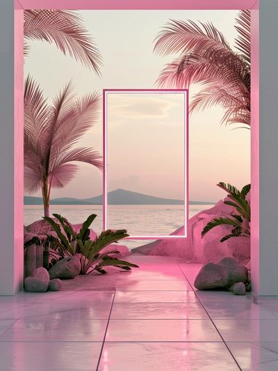 Pink Tropical Sunset Print. poster