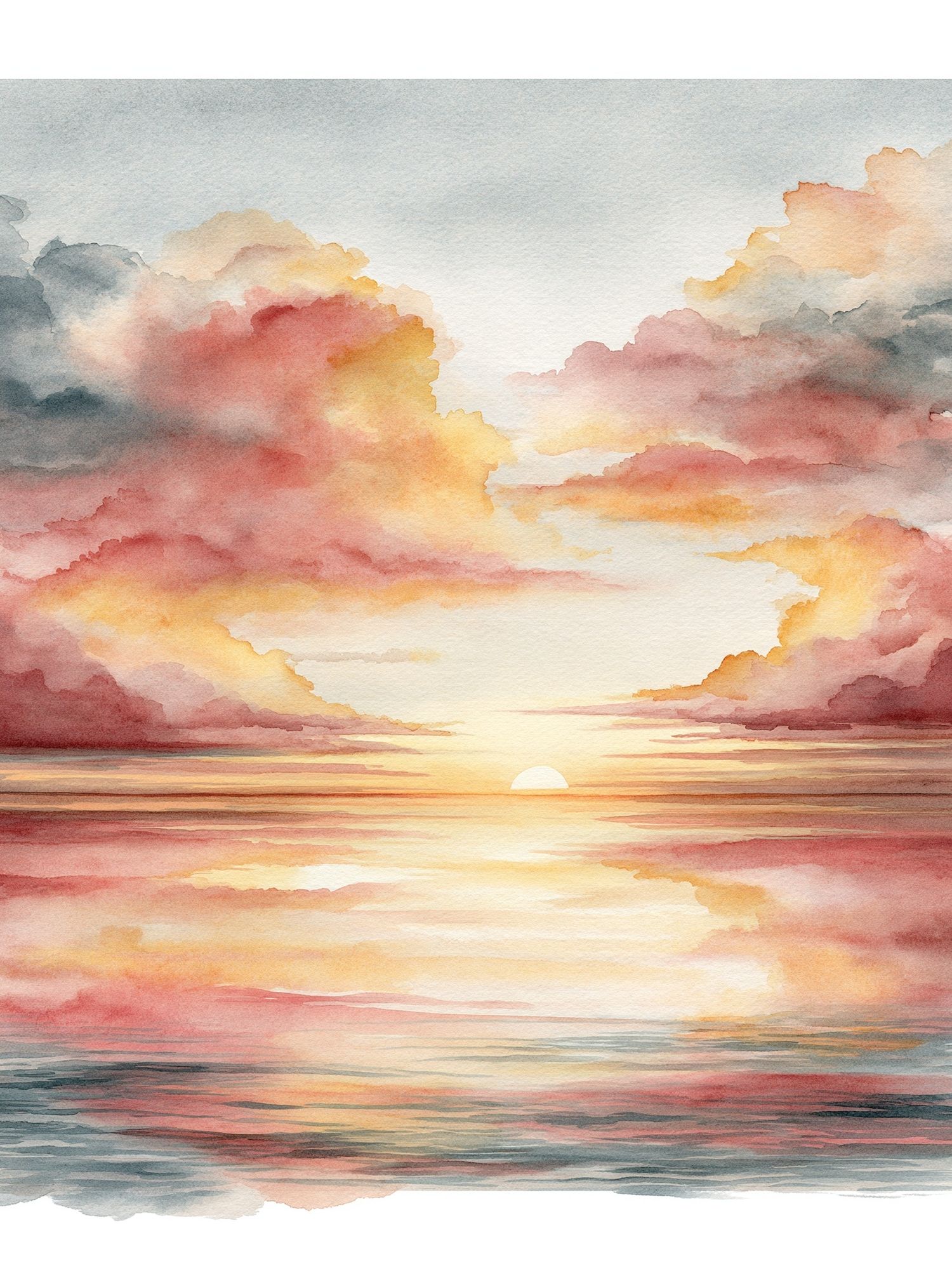 Sunset Clouds Watercolor Print. poster detail