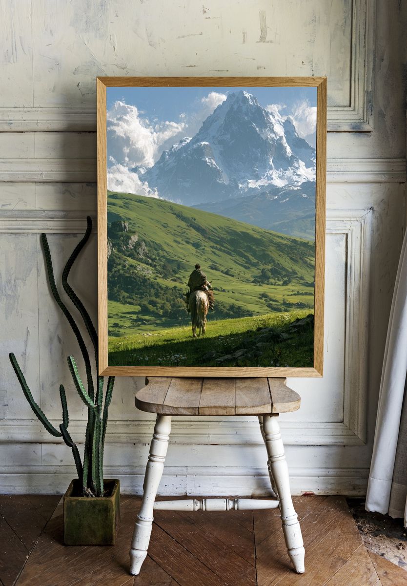 Alpine Rider Landscape Poster. room preview