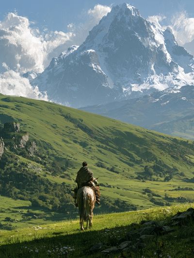Alpine Rider Landscape Poster. poster
