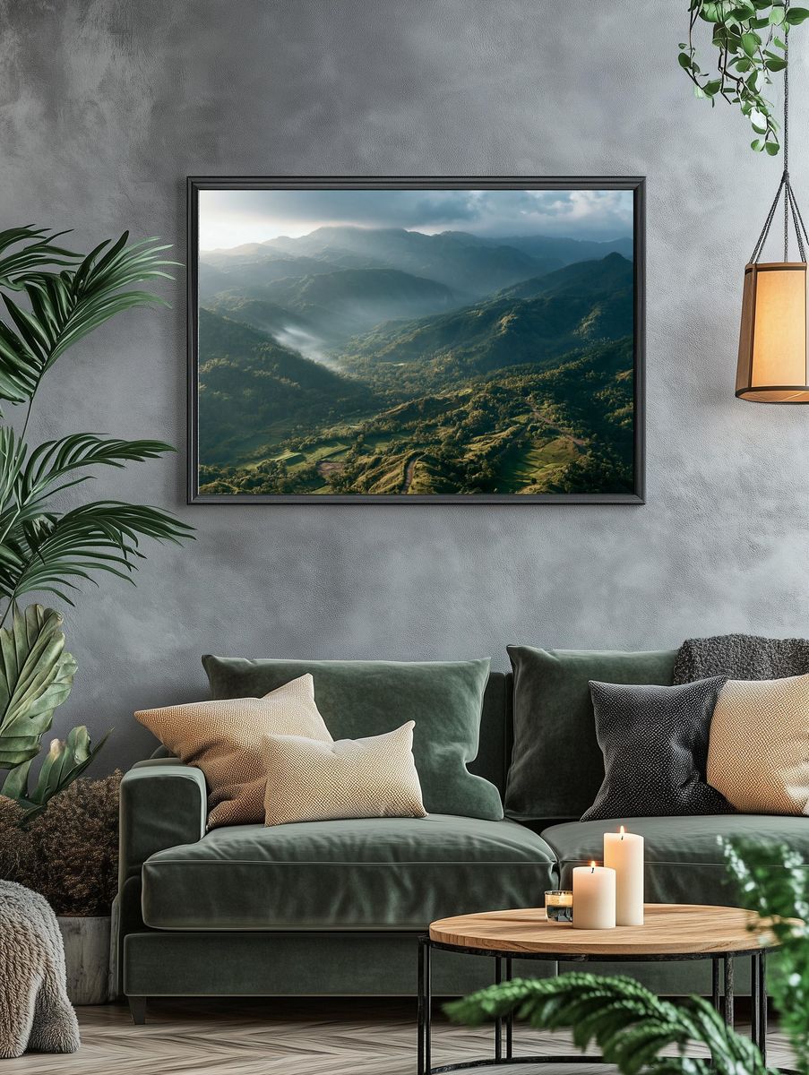 Misty Mountain Valley Photography Poster. — room view 4