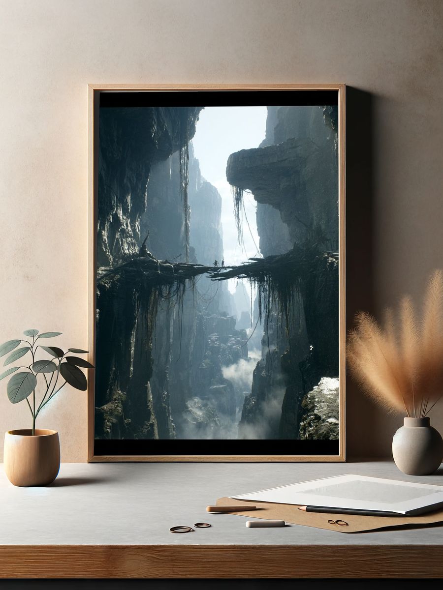 Misty Canyon Bridge Landscape Print. — room view 2