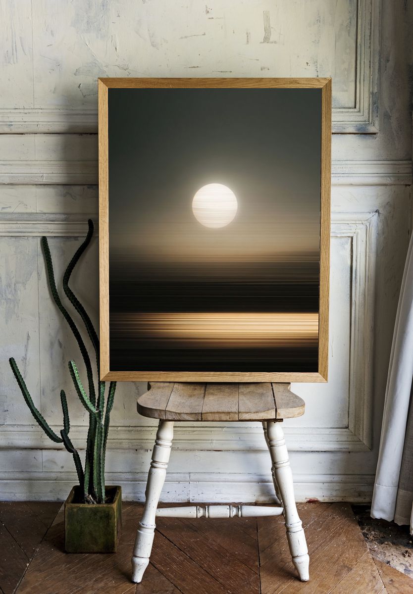 Golden Moon Horizon Abstract Print. — room view 1