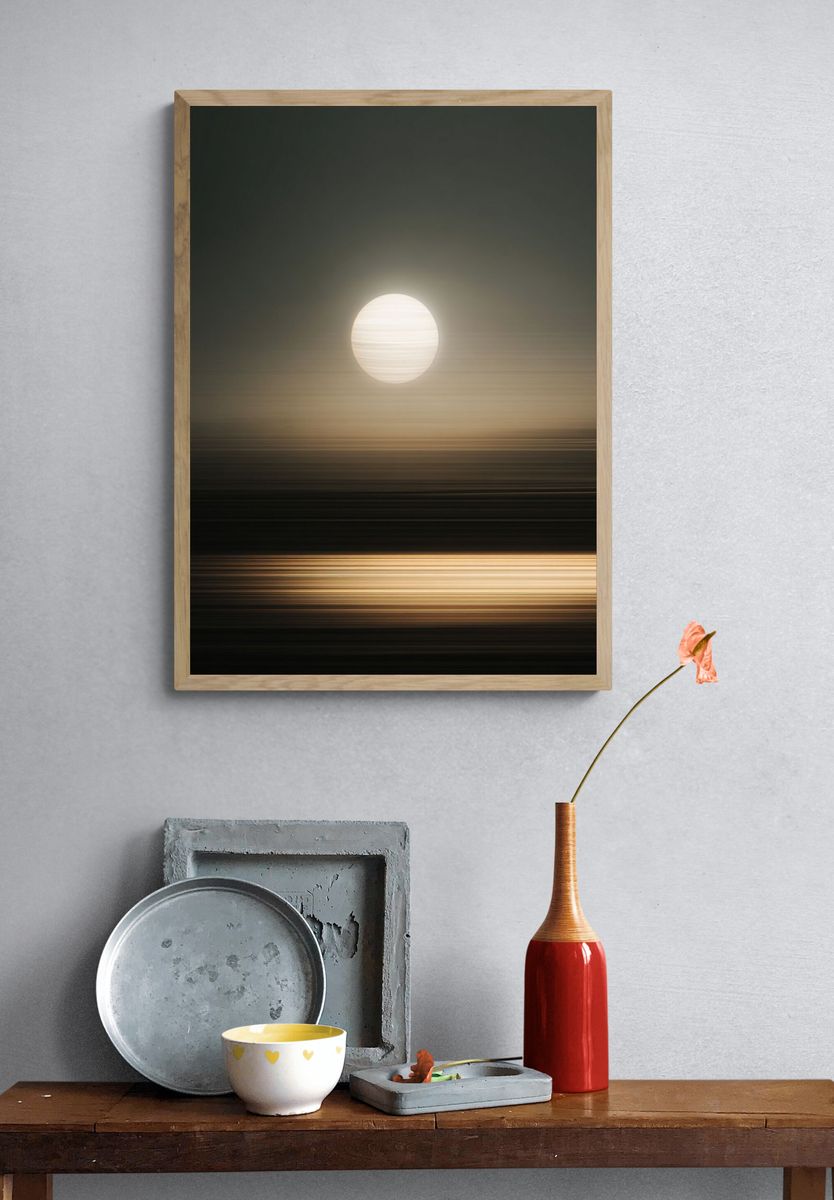 Golden Moon Horizon Abstract Print. — room view 3