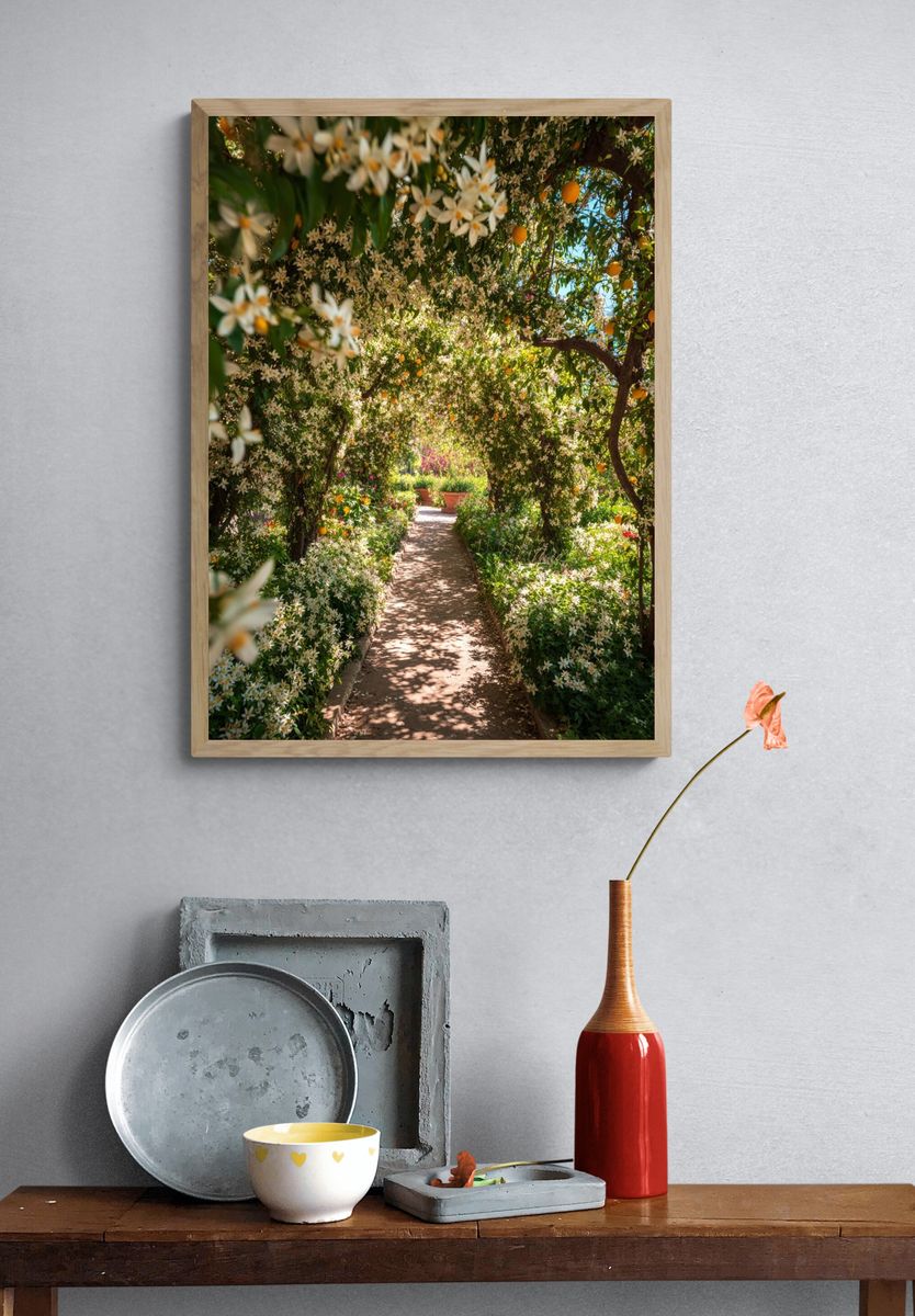Citrus Garden Path Photography Poster. — room view 3