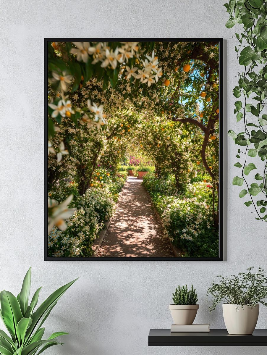Citrus Garden Path Photography Poster. — room view 4