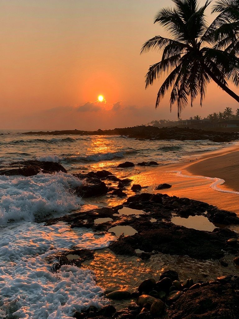 Tropical Sunset Beach Poster. poster detail