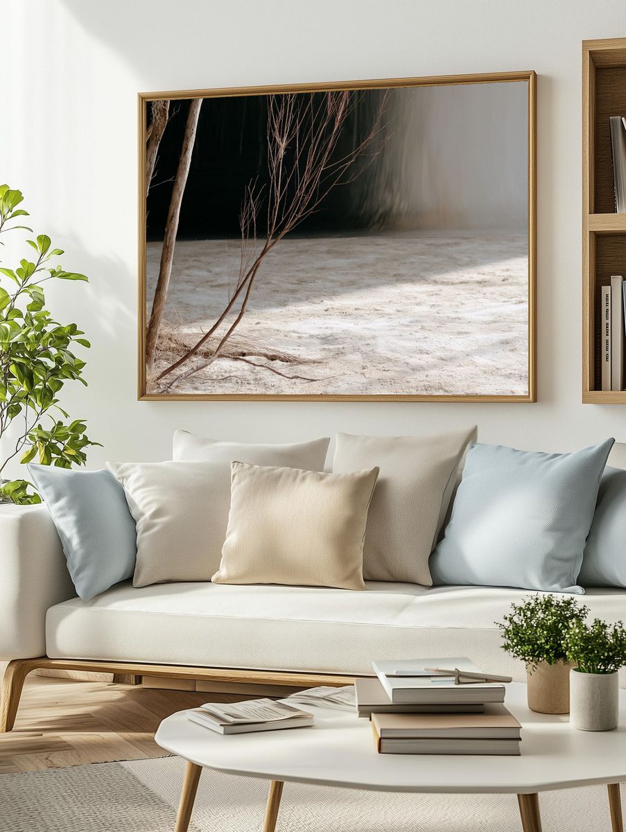 Misty Forest Stream Landscape Print. — room view 2