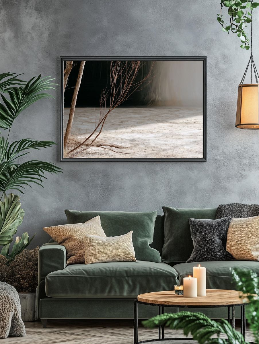 Misty Forest Stream Landscape Print. — room view 4