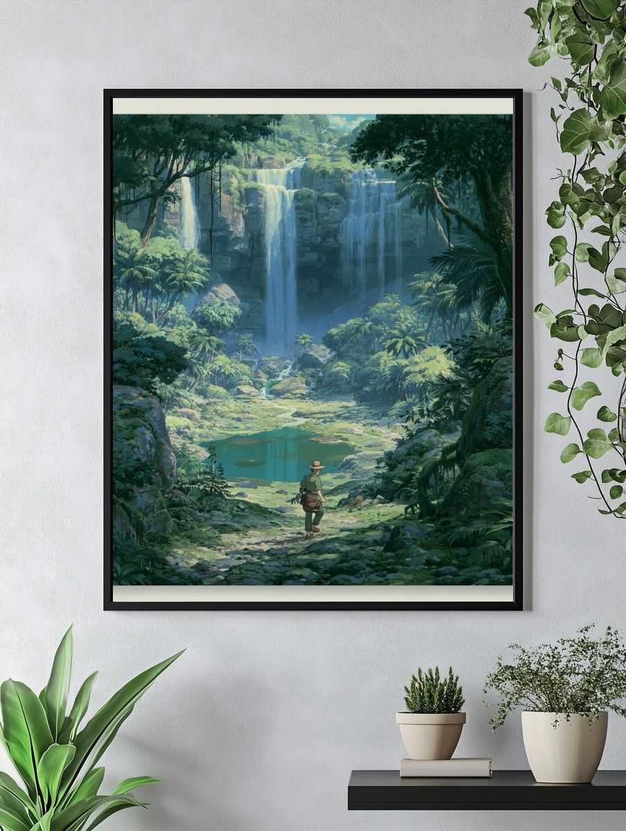 Jungle Waterfall Adventure Print. — room view 4