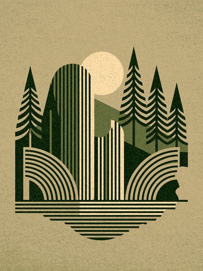Geometric Forest Sunset Print.