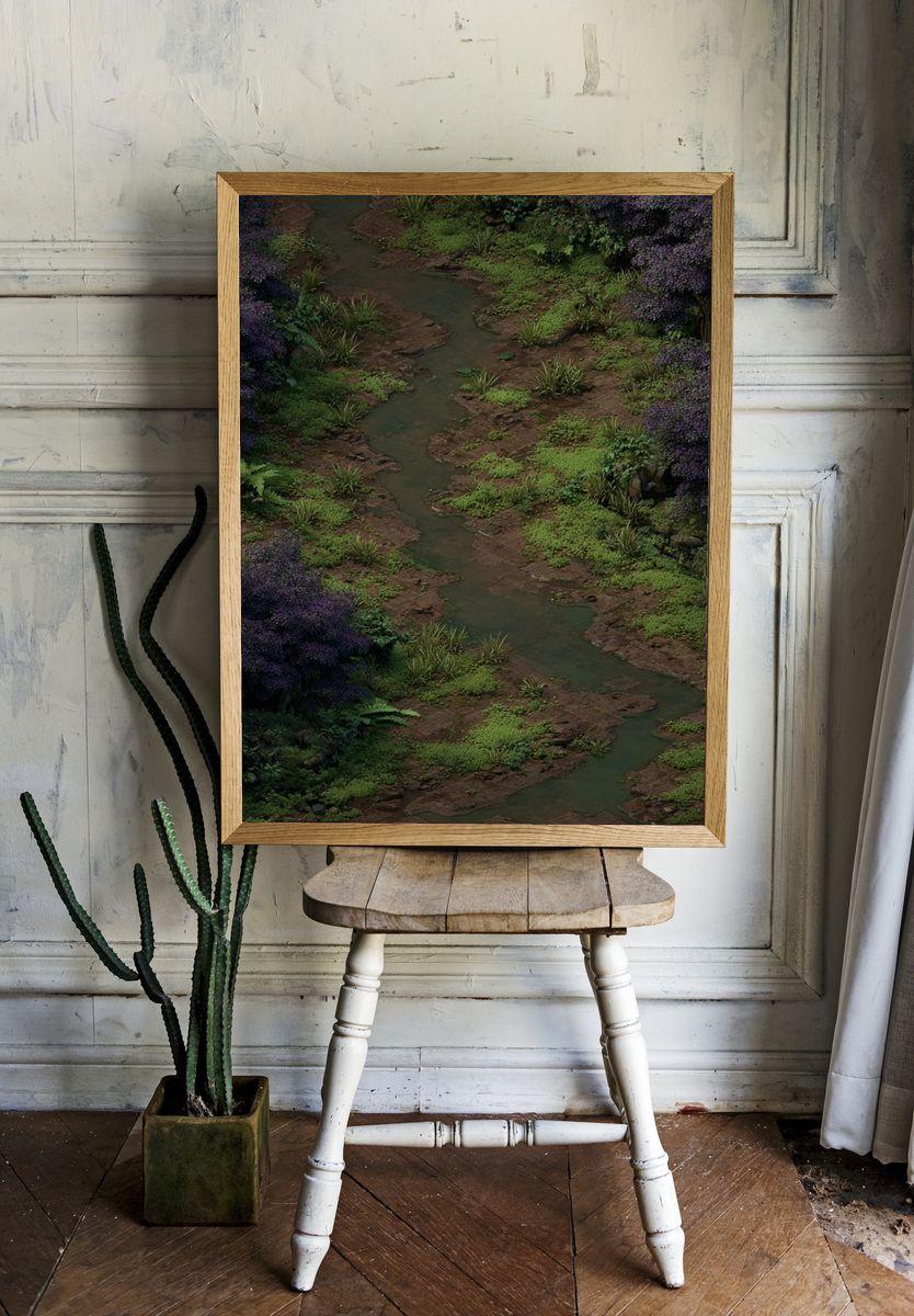 Misty Forest Stream Print room preview