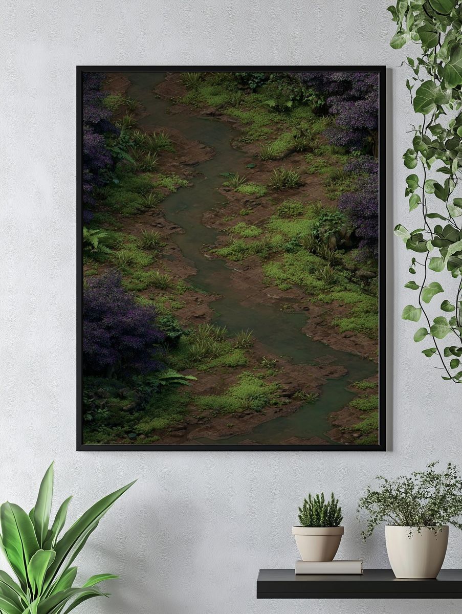 Misty Forest Stream Print. — room view 4