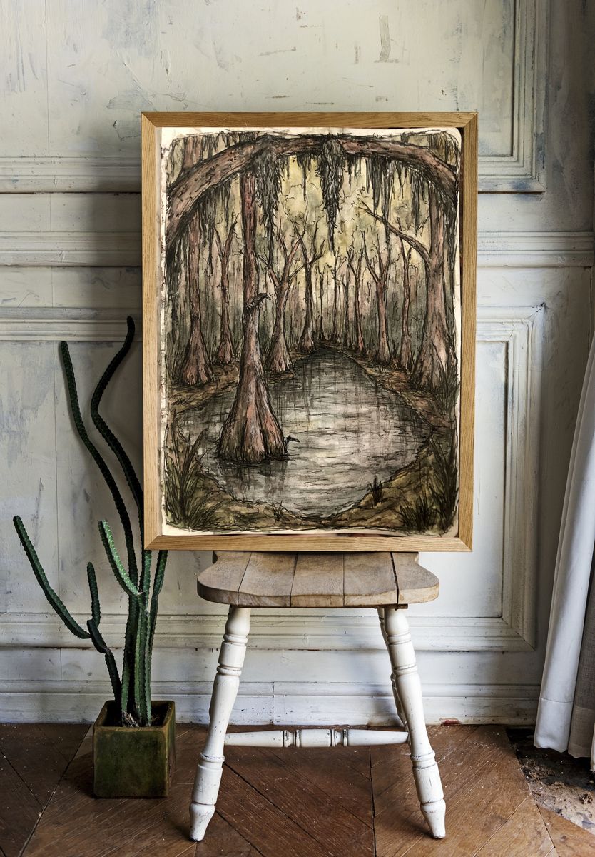 Swamp Forest Watercolor Poster. room preview