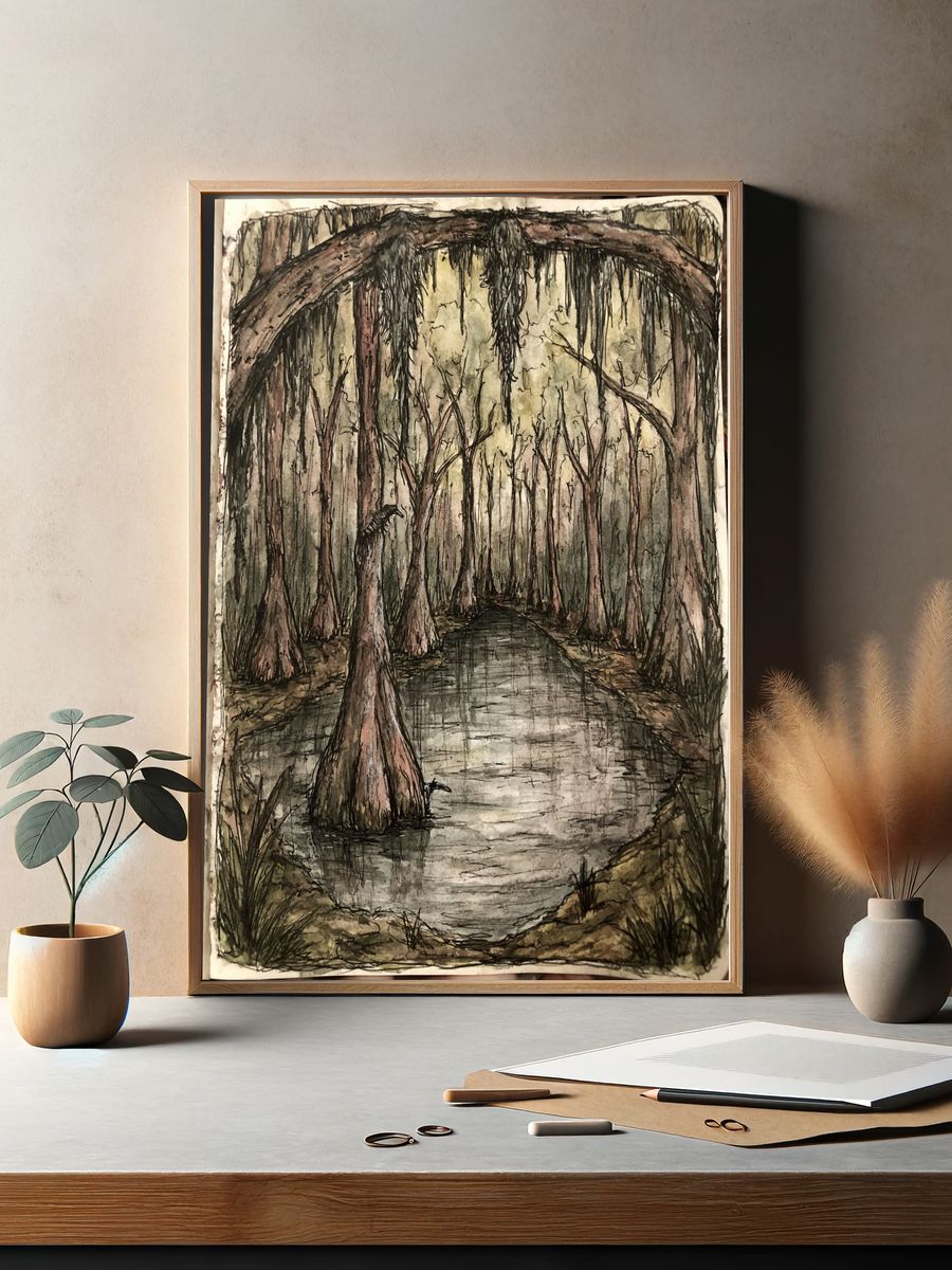 Swamp Forest Watercolor Poster. — room view 2